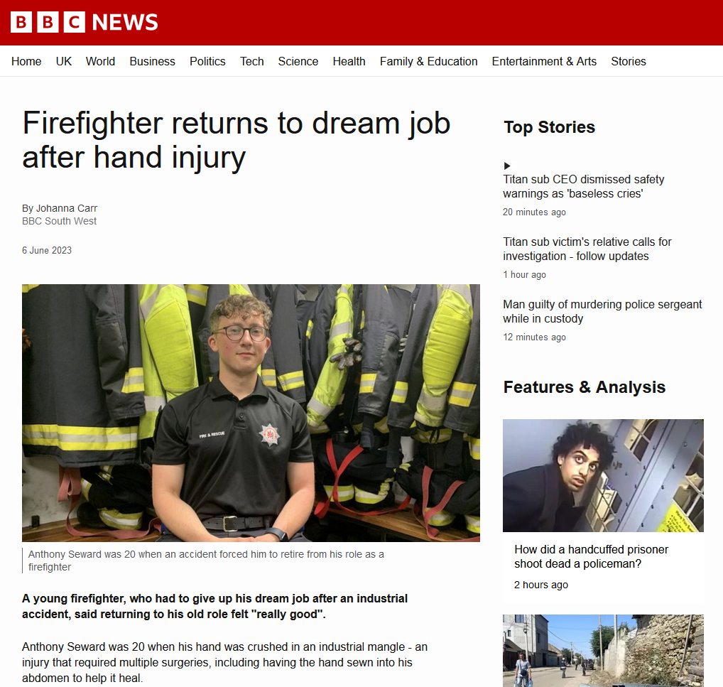 Firefighter returns to job